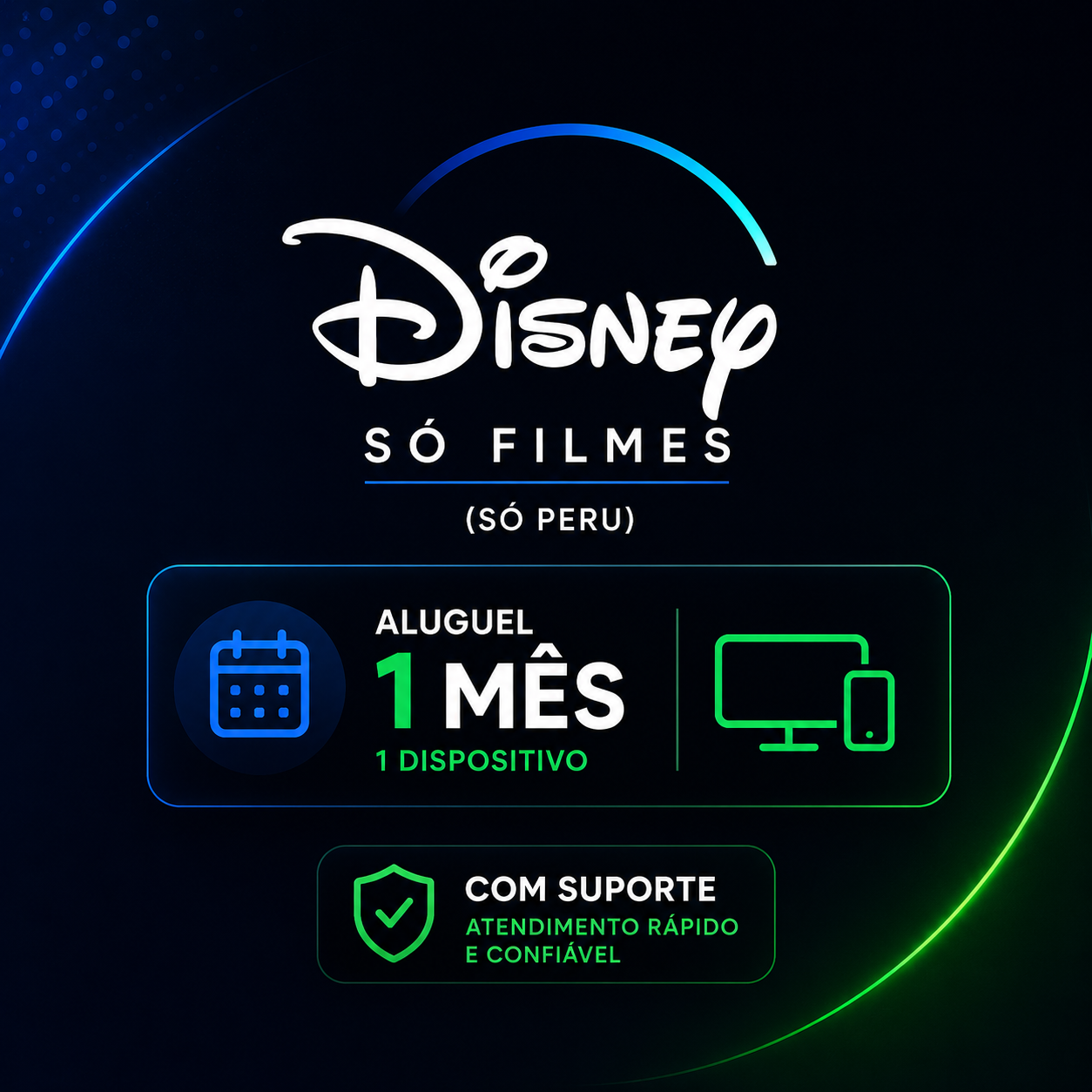 Disney Só Filmes (Só Peru): Aluguel 1 Mês (1 Dispositivo) Com Suporte