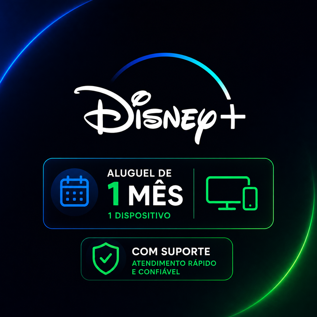 DISNEY+ : Aluguel de 1 Mês (1 Dispositivo) com Suporte