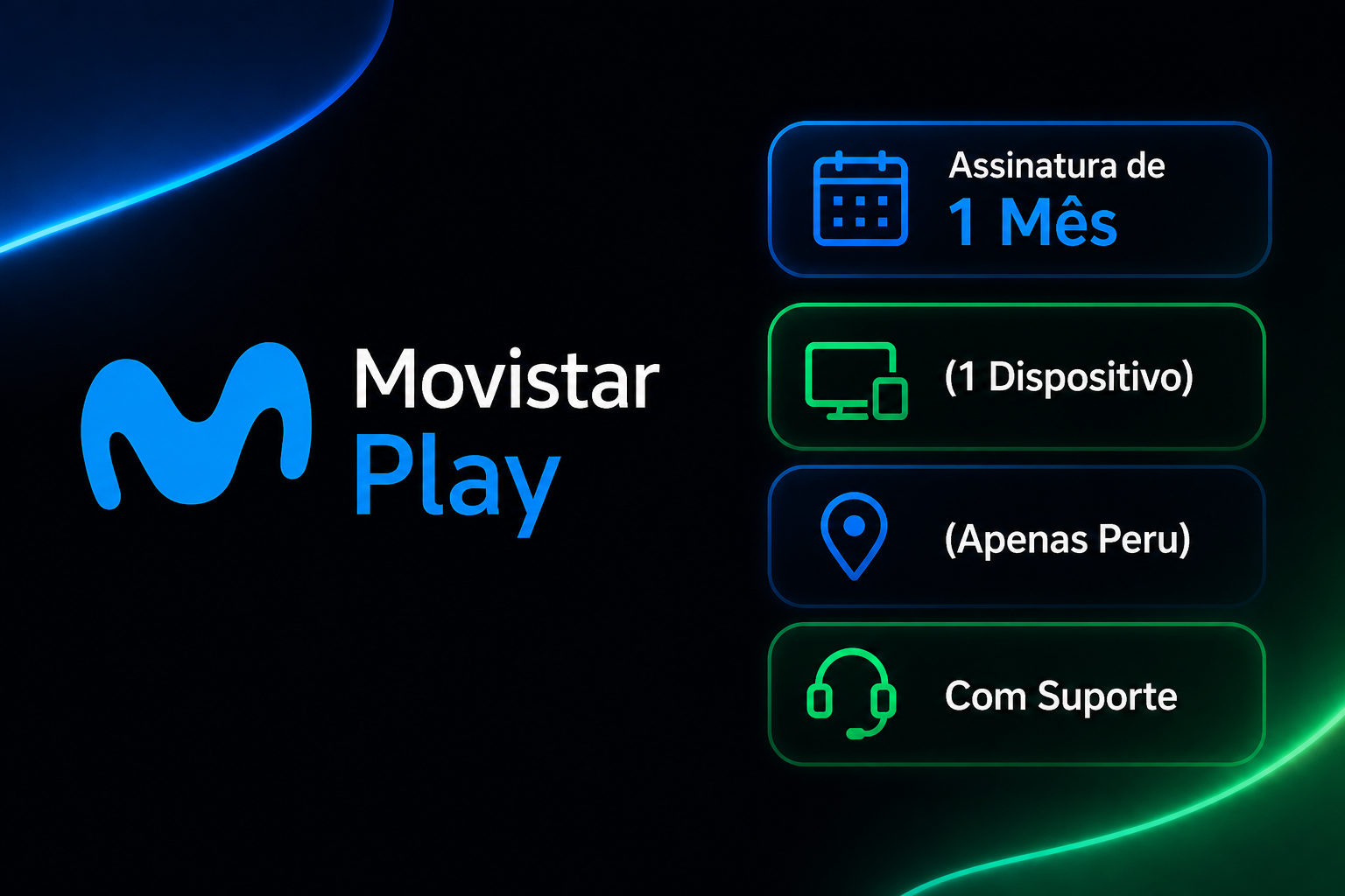Movistar Play: Assinatura de 1 Mês (1 Dispositivo) (Apenas Peru) com Suporte
