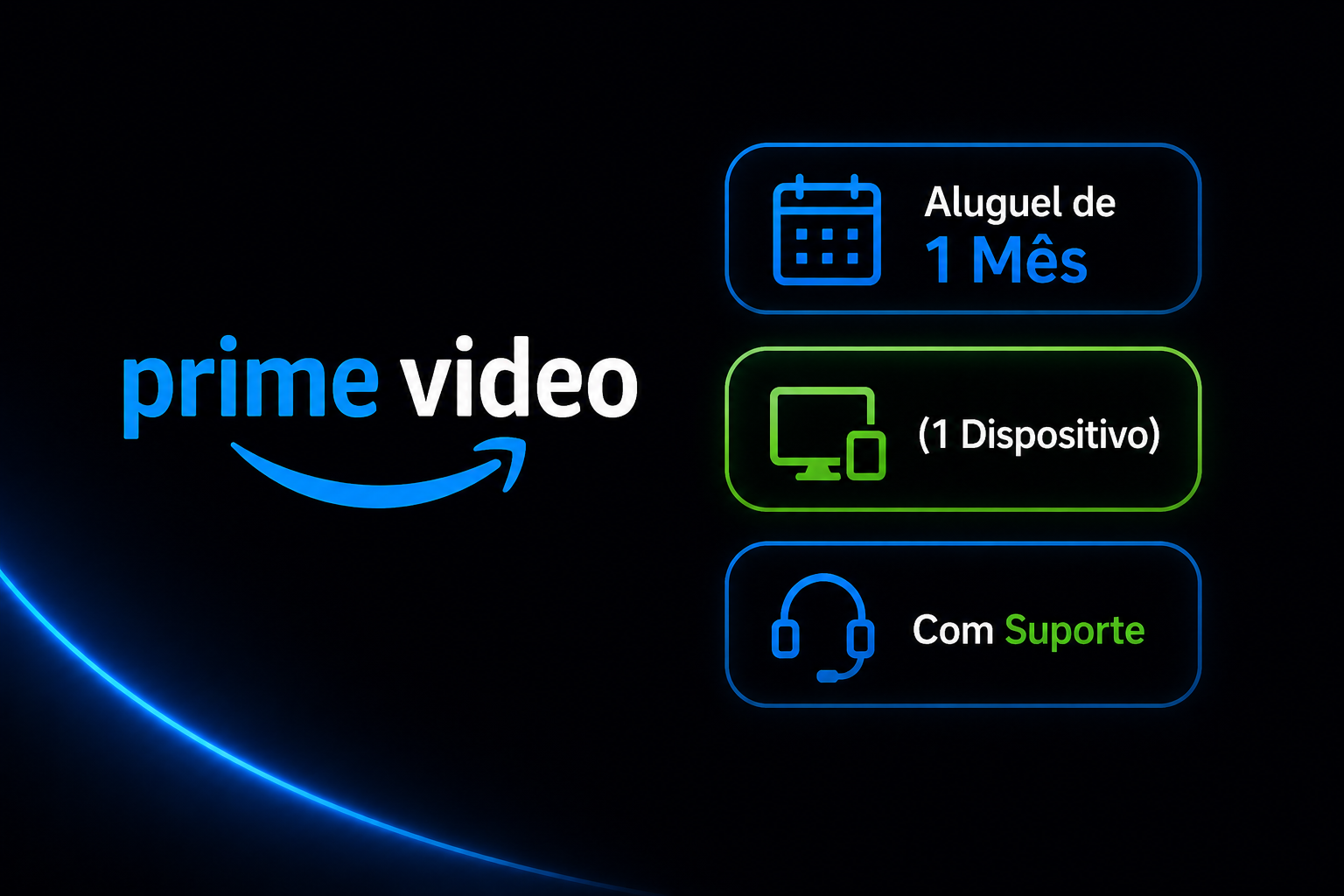 Prime Video: Aluguel de 1 Mês (1 Dispositivo) Com Suporte