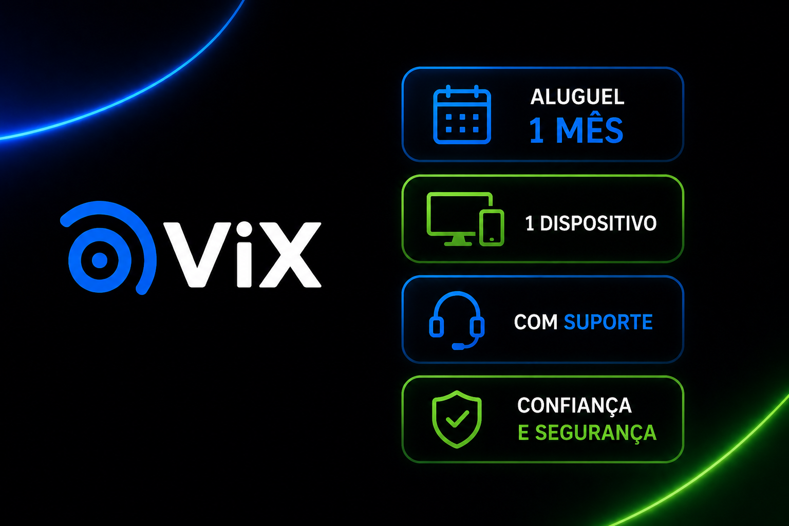 VIX: aluguel 1 Mês (1 Dispositivo) com Suporte