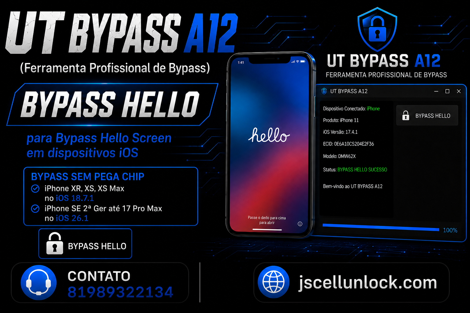 UT Bypass A12 +  Hello Screen Bypass iPhone & iPad  (No Signal) (Notification Not Work❗)